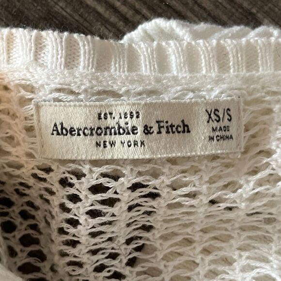 Abercrombie & Fitch Crochet Open Knit Cardigan XS White Boho Light Beach Sweater - Picture 5 of 5
